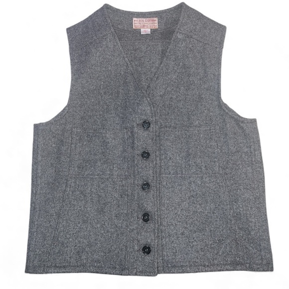 Filson Mackinaw Vest Womens L Gray Virgin Wool Made In USA 20004